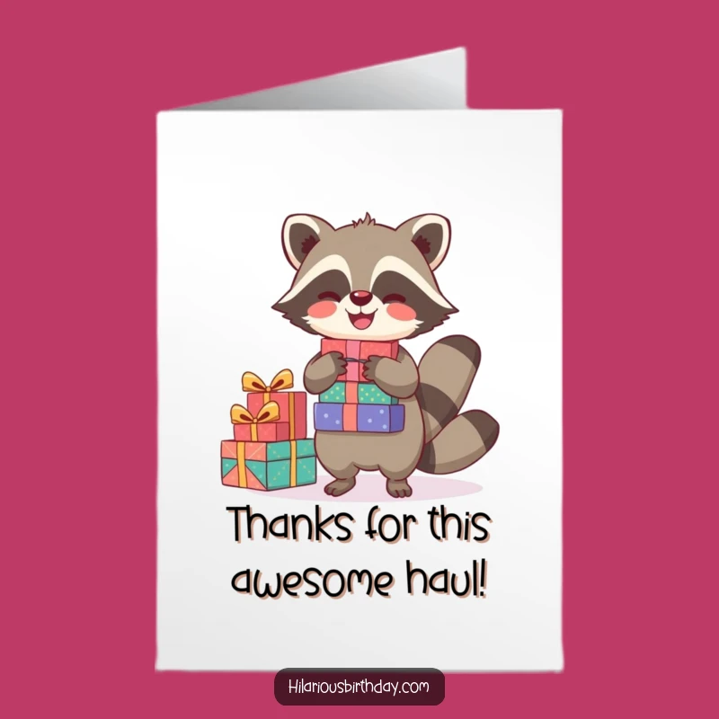 Free Printable Raccoon Thank You Card: Funny Downloadable Gift for Abundant Thanks