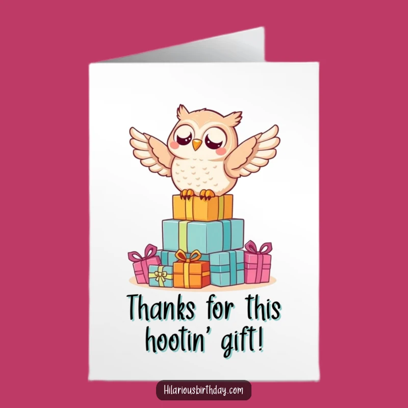 Free Printable Thank You Card: Owl on Gifts - Express Thanks with Joy