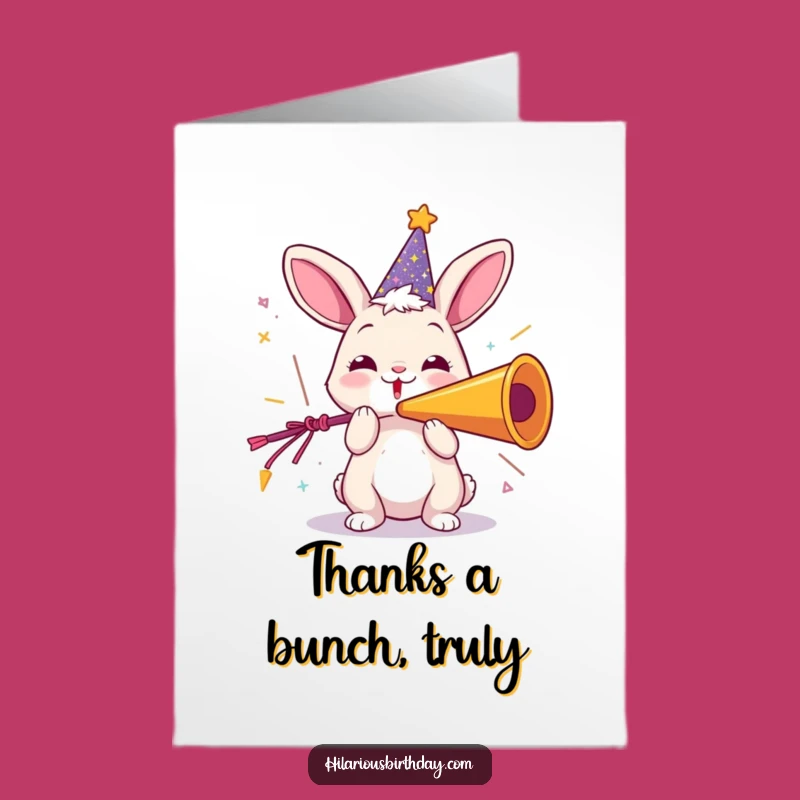 Free Printable Thank You Card: Rabbit with Party Horn - Grateful Downloadable