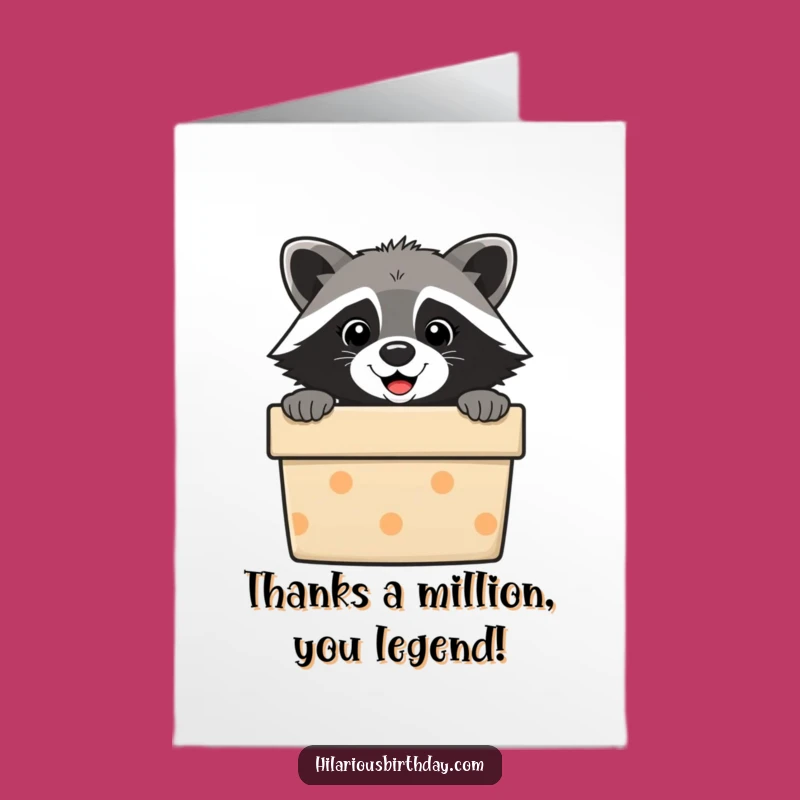 Free Printable Thank You Card: Raccoon Gift Box Gratitude - Heartfelt Downloadable