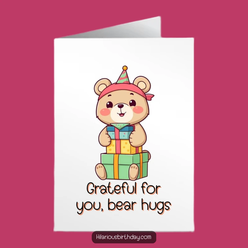 Free Printable Thank You Card: Smiling Bear with Gifts - Grateful Downloadable