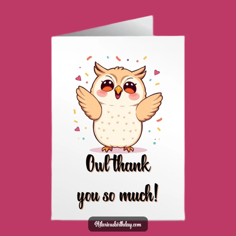 Free Printable Kawaii Owl Thank You Card: Confetti Owl Downloadable Gratitude