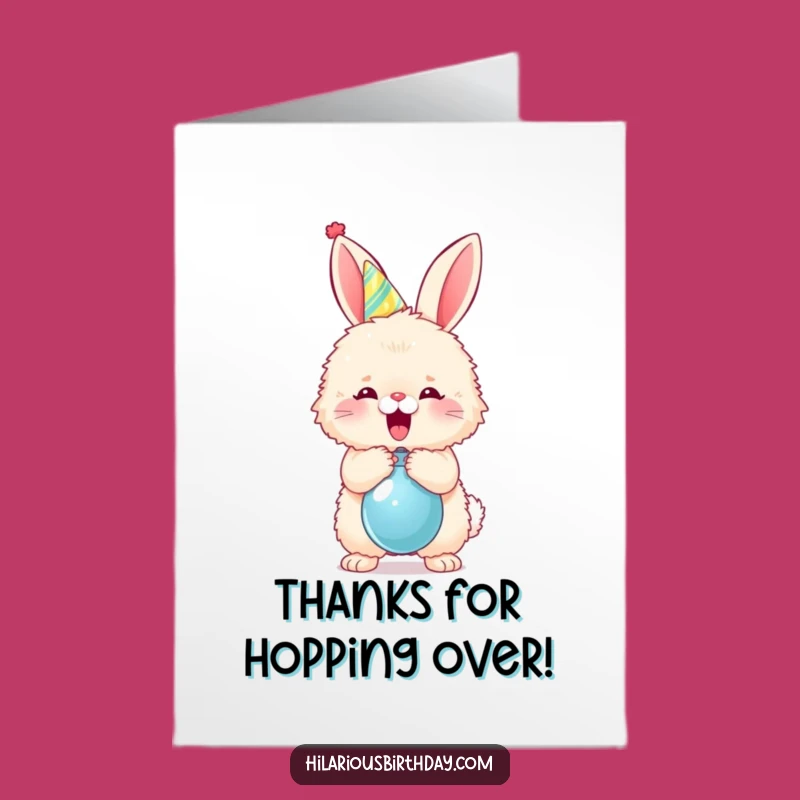 Free Printable Thank You Card: Bunny Balloon Pop, Fun Gratitude Downloadable Gift