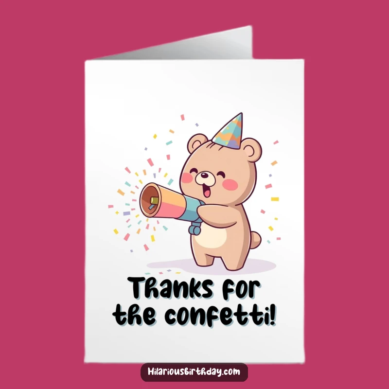 Free Printable Thank You Card: Funny Kawaii Bear Confetti Thanks - Downloadable Gratitude
