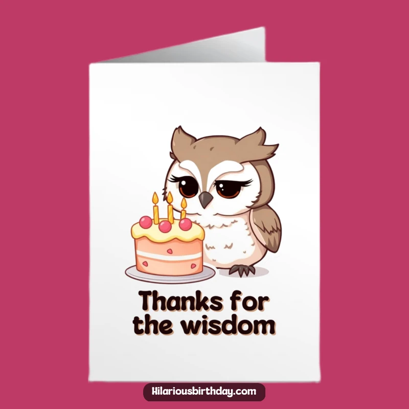 Free Printable Owl Thank You Card: Funny Cake Study Downloadable Gift for Appreciation