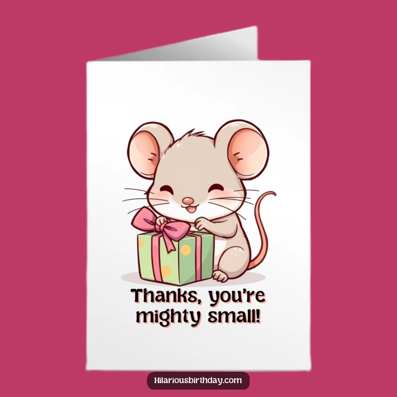 Free Printable Kawaii Mouse Thank You Card: Gift Unwrapping Mouse Downloadable Gratitude