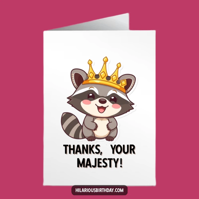 Free Printable Thank You Card: Raccoon's Royal Thanks! Funny Downloadable Gift