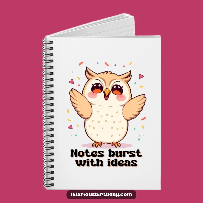 Funny Kawaii Owl Confetti Notebook - Party Planning Journal Gift