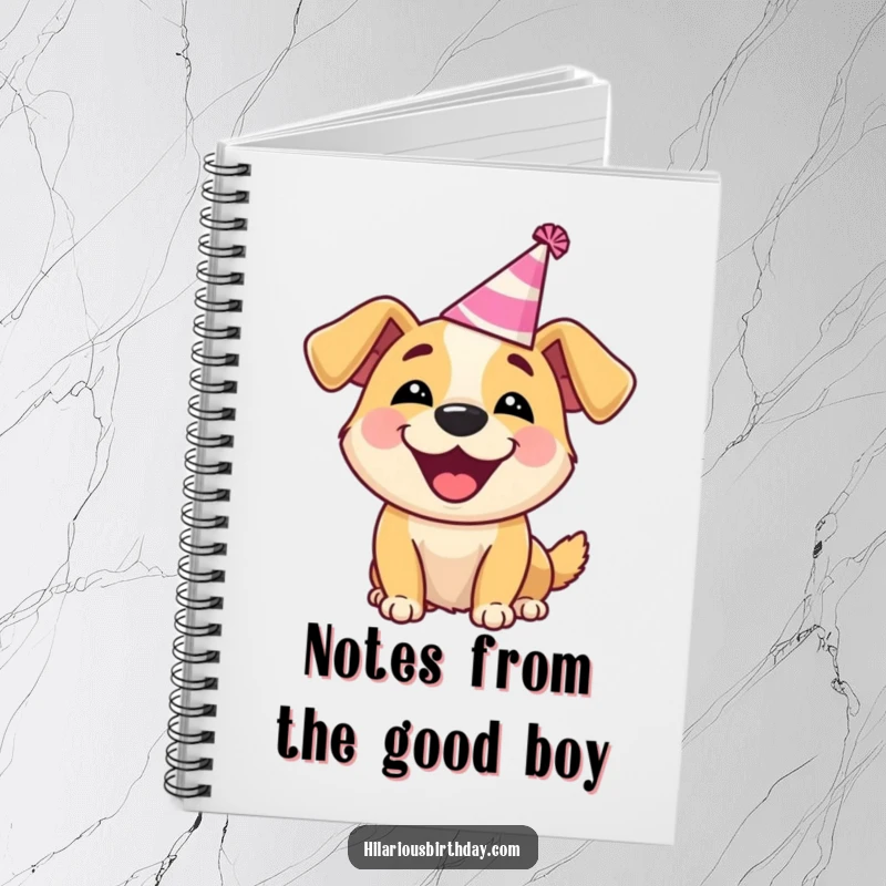 Funny Dog Notebook: Delighted dog wearing a silly party hat, barking happily, for jotting down notes.