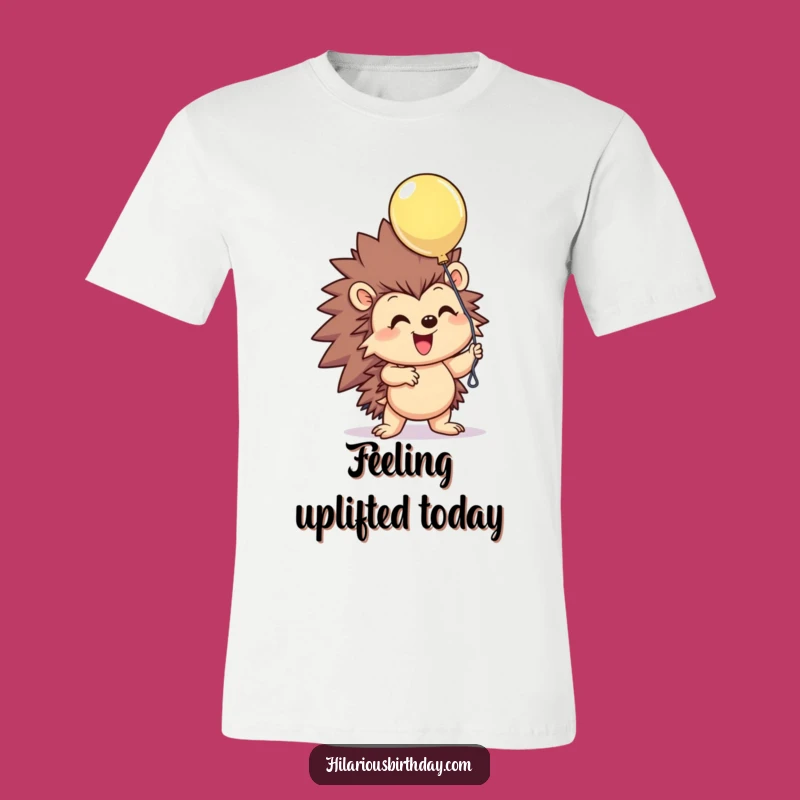 Funny Hedgehog Balloon T-Shirt: Smiling Character & Lighthearted Design, Ideal Funny Gift