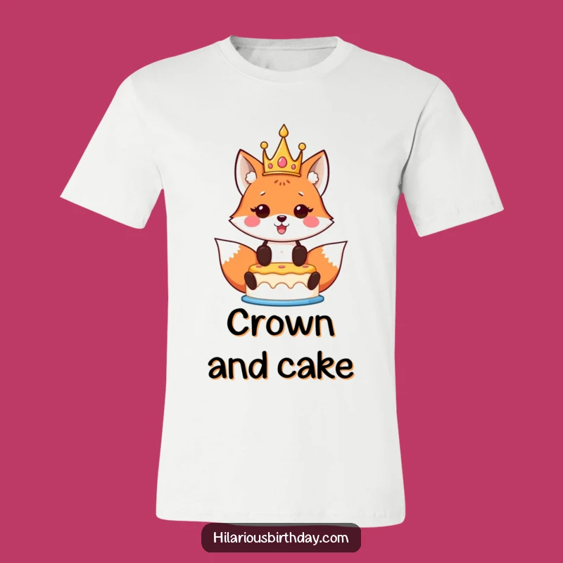 Funny Kawaii Fox Birthday T-Shirt: Crowned Fox Graphic Tee for Celebrations