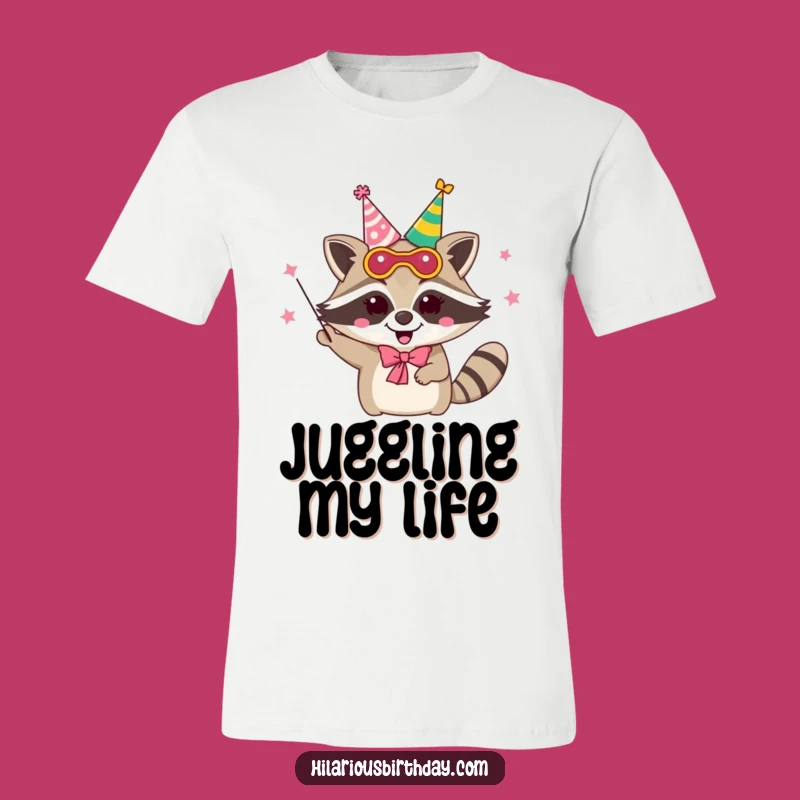 Funny Raccoon T-Shirt: Juggling Party Mask - Great Gift!