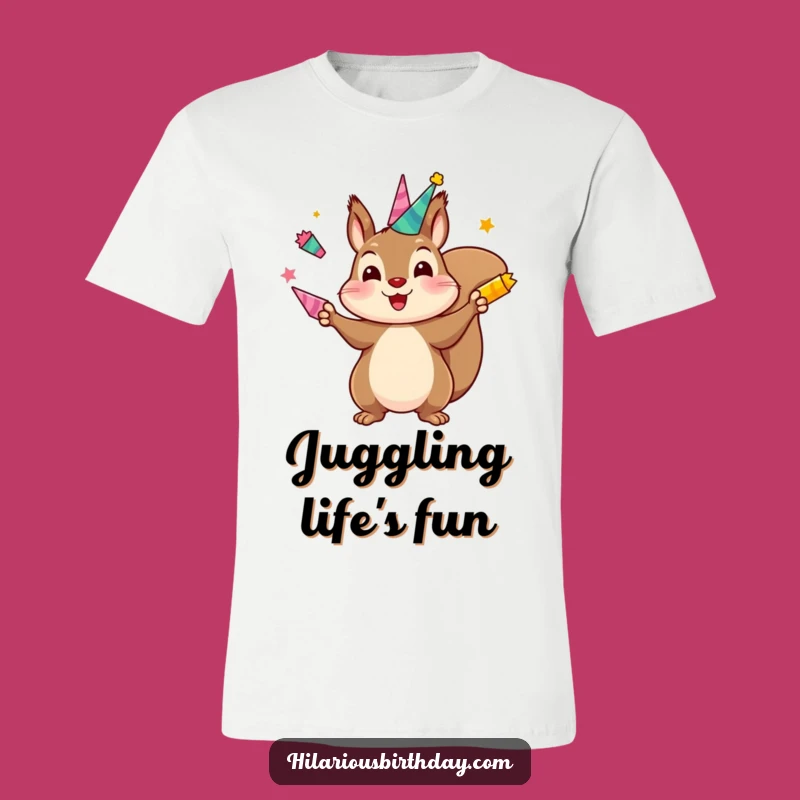 Funny Squirrel Juggling T-Shirt: Kawaii Horns, Hilarious Apparel Gift!