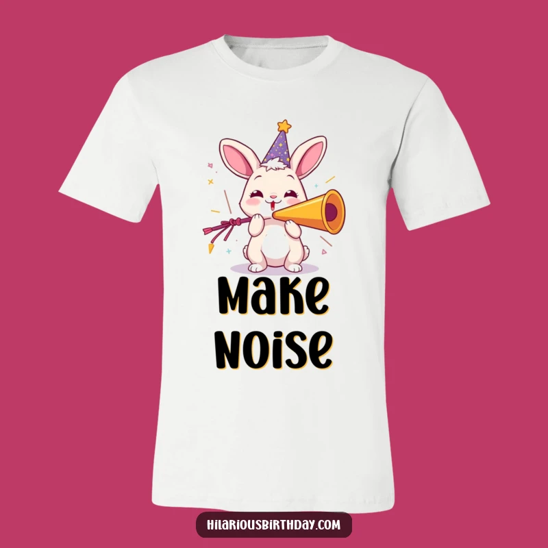 Funny Rabbit Party T-Shirt: Joyful Horn Blower Tee for Festive Fun