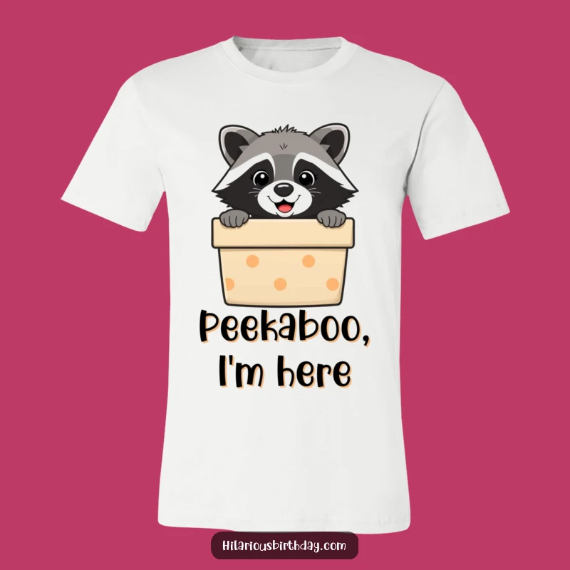 Funny Raccoon Gift Box T-Shirt: Cheeky Critter Surprise Tee, Your Go-To Funny Gift!