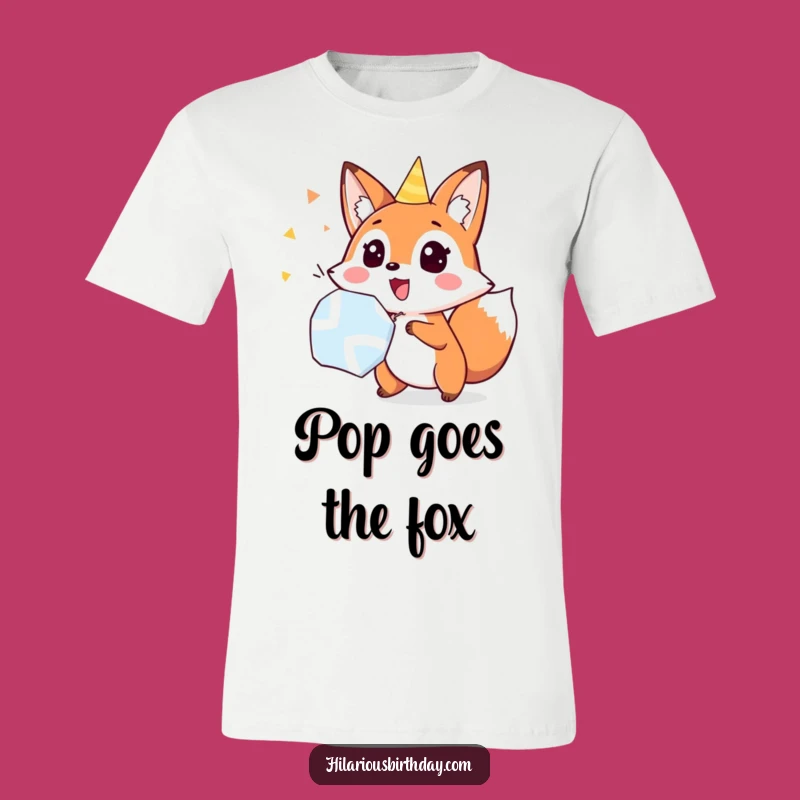Funny Fox Party Popper T-Shirt: Surprised Expression for a Hilarious Look
