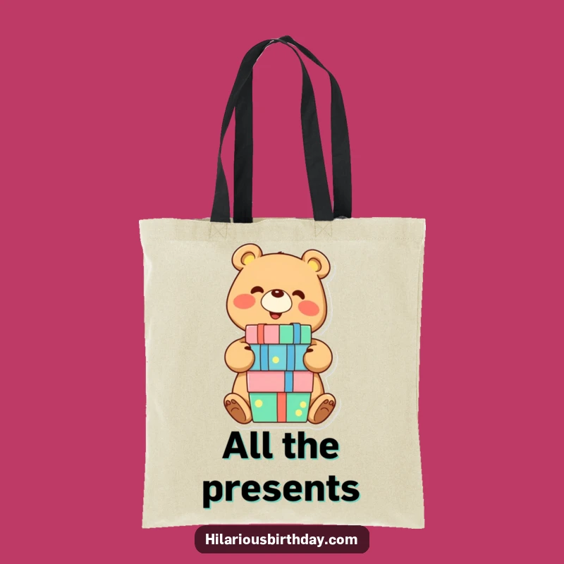Funny Bear Balancing Presents Tote Bag: Joyful Gift Accessory