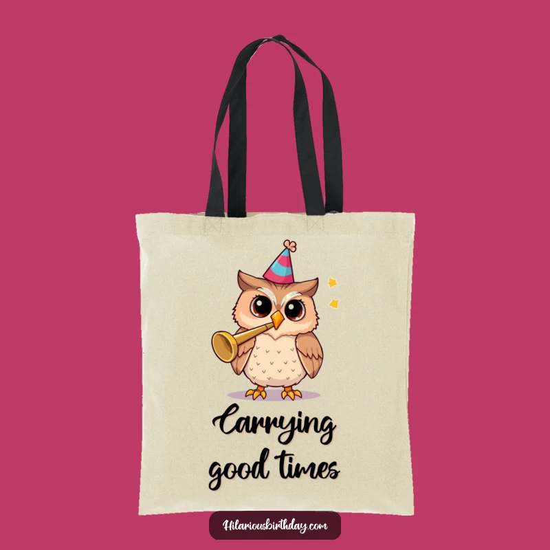 Funny Owl Party Trumpet Tote Bag: Carry Your Celebration Gear
