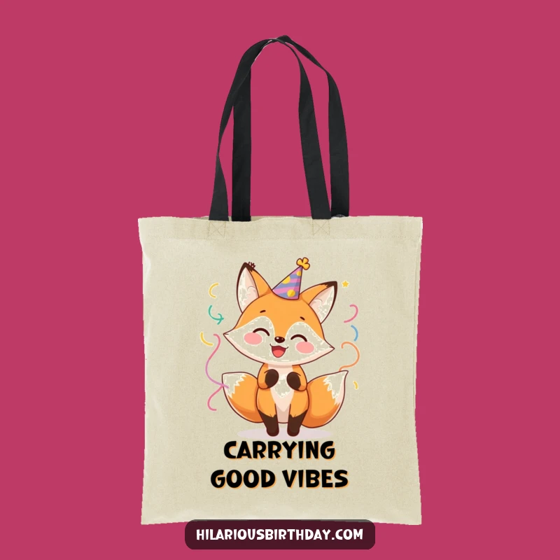 Funny Fox Party Tote Bag: Carry Your Fun with this Cheerful Streamer Twirler
