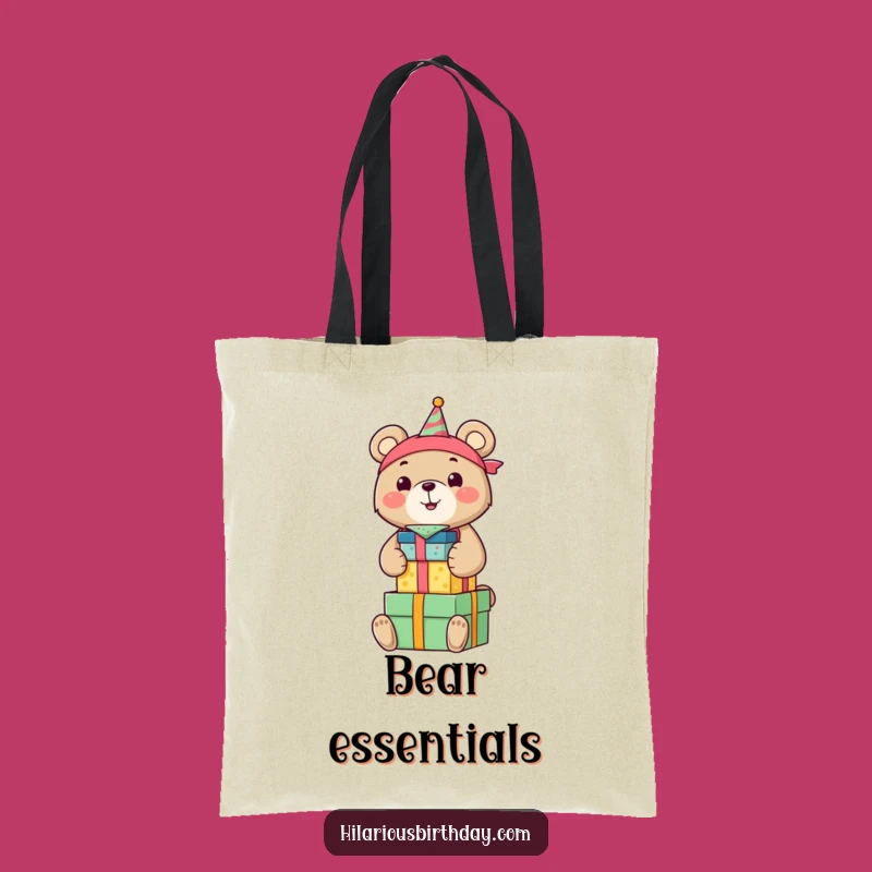 Funny Bear Birthday Tote Bag: Carry Your Gifts with This Happy Bear