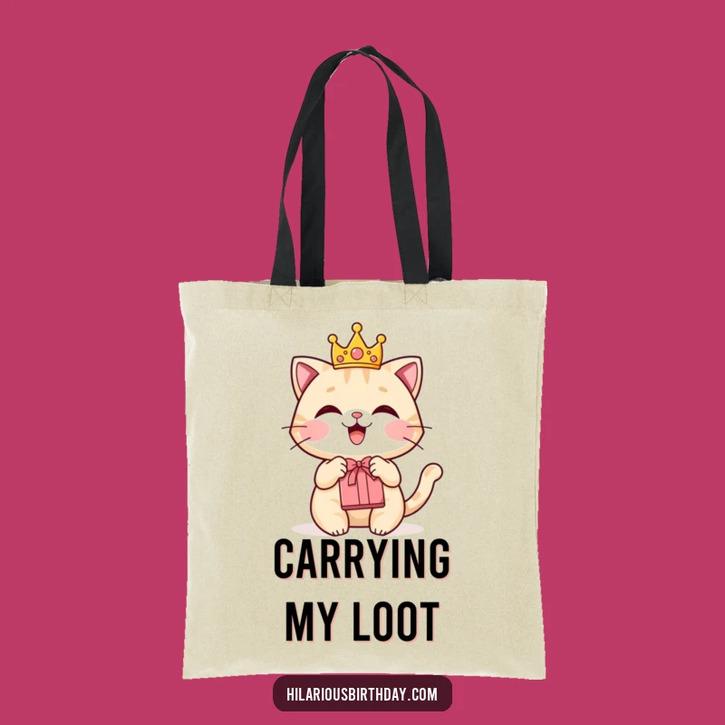 Funny Cat Crown Gift Tote Bag: Carry Your Royal Treasures