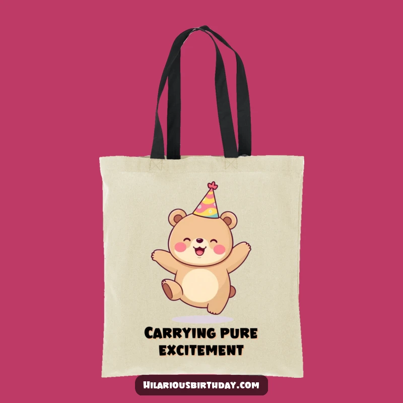 Funny Kawaii Bear Tote Bag - Joyful Jumping Party Accessory Gift