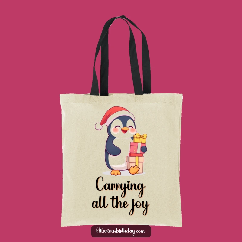 Funny Penguin Tote Bag: Giggling Gift Stacker, Chic Humorous Accessory for Shoppers