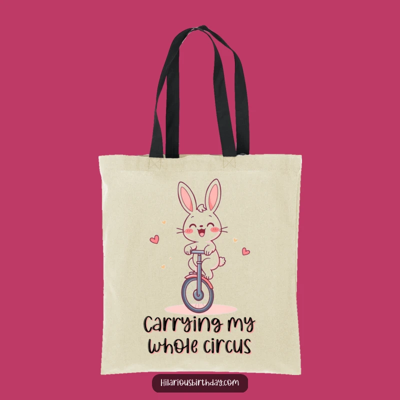 Funny Rabbit Unicycle Cake Tote Bag: Carry Your Laughs in Style
