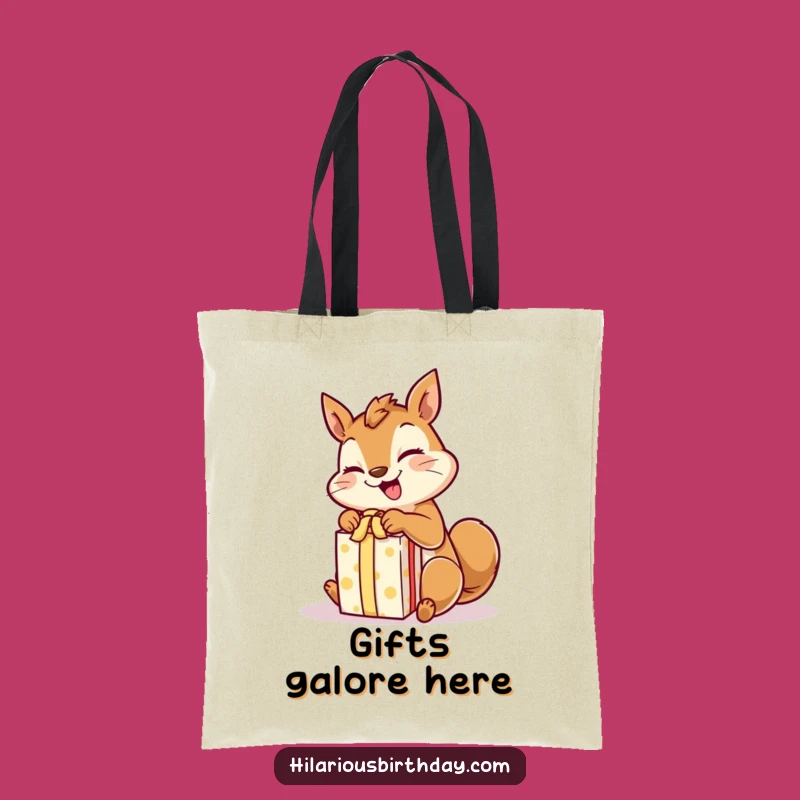 Funny Squirrel Tote Bag: Giggling Gift Unwrapping Fun - Perfect Gift!