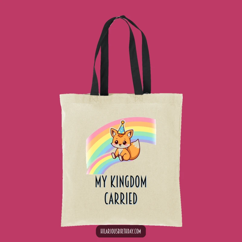 Funny Fox Rainbow Slide Tote Bag: Kawaii Journey, Stylish & Humorous!